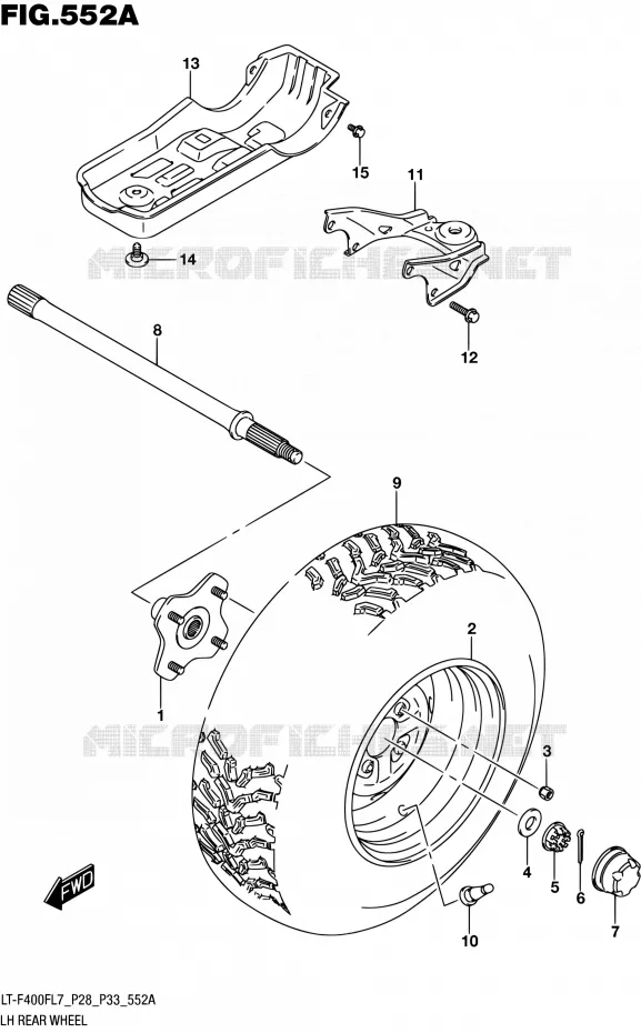 ROUE ARRIERE GAUCHE Suzuki QUAD 400 KINGQUAD 2017  LT-F400F L7 (P03,P28,P33)
