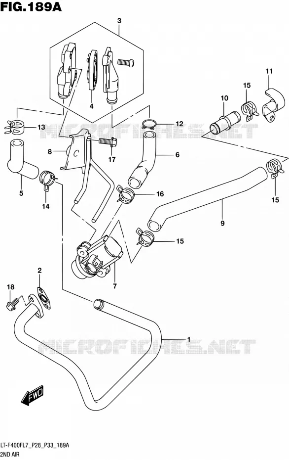 SYSTEME RECYCLAGE GAZ ECHAPPEMENT (LT-F400FL7 P28) Suzuki QUAD 400 KINGQUAD 2017  LT-F400F L7 (P03,P28,P33)