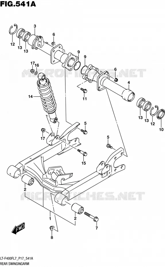 BRAS OSCILLANT ARRIERE Suzuki QUAD 400 KINGQUAD 2017  LT-F400F L7 (P17)