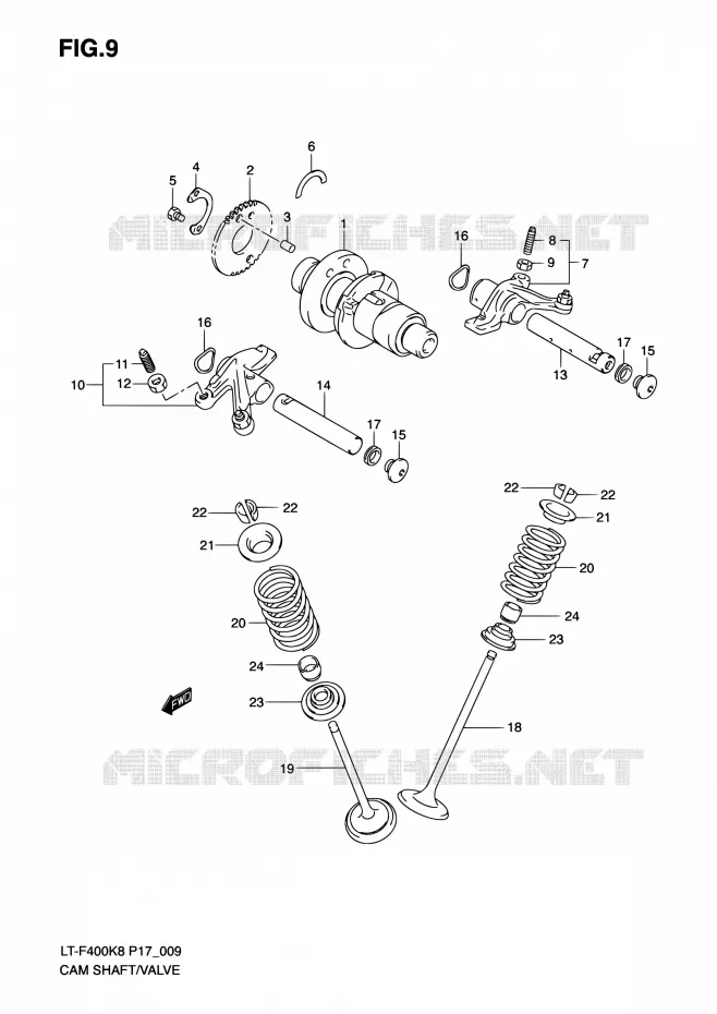 ARBRE A CAMES - VALVE Suzuki QUAD 400 KINGQUAD 2010  LT-F400 L0 (P17,P24)