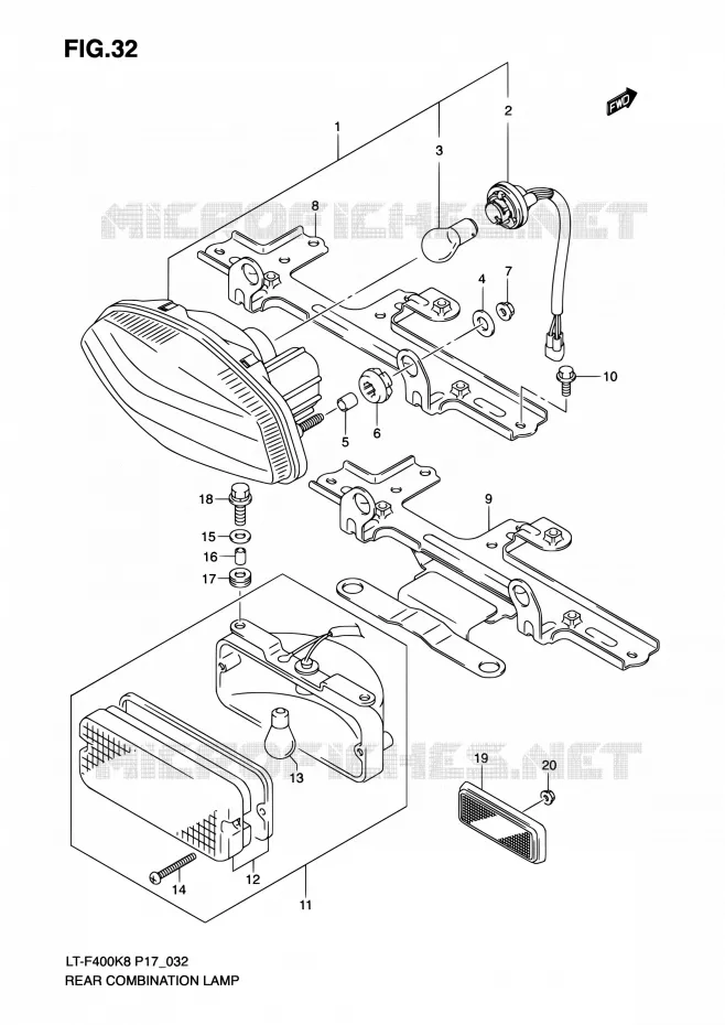 ENSEMBLE FEU ARRIERE Suzuki QUAD 400 KINGQUAD 2010  LT-F400 L0 (P17,P24)