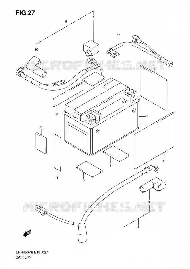 BATTERIE Suzuki QUAD 450 QUADRACER 2010  LT-R450 L0/LT-R450Z L0 (E19)