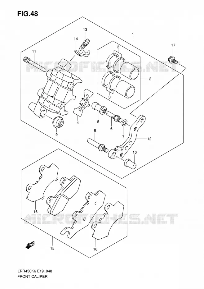 ETRIER DE FREIN AVANT Suzuki QUAD 450 QUADRACER 2010  LT-R450 L0/LT-R450Z L0 (E19)