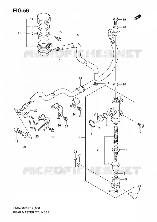 MAITRE CYLINDRE ARRIERE Suzuki QUAD 450 QUADRACER 2010  LT-R450 L0/LT-R450Z L0 (E19)