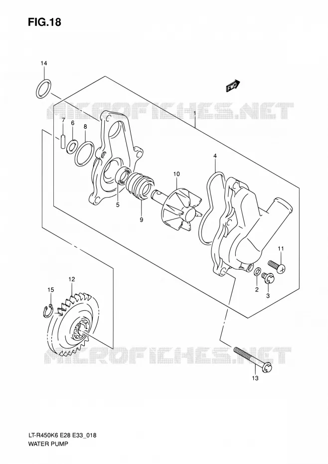 POMPE A EAU Suzuki QUAD 450 QUADRACER 2010  LT-R450 L0/LT-R450Z L0 (E28,E33)