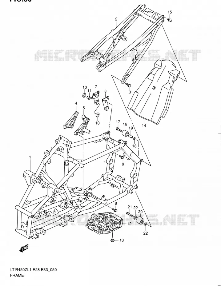 CADRE (LT-R450L1 E33) Suzuki QUAD 450 QUADRACER 2011  LT-R450 L1/LT-R450Z L1 (E03,E28,E33)