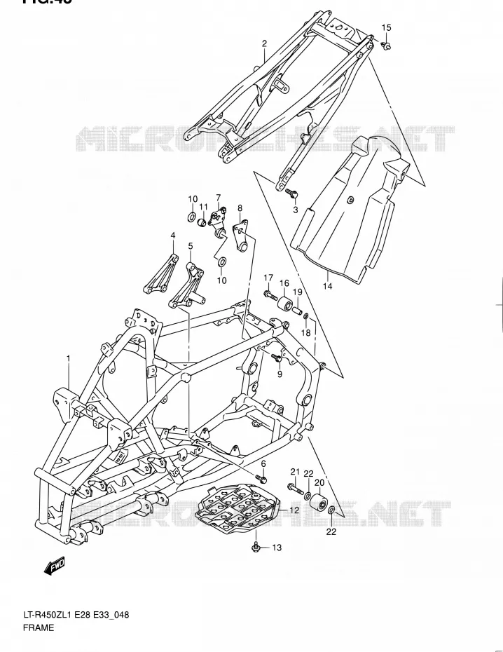 CADRE (LT-R450ZL1 E33) Suzuki QUAD 450 QUADRACER 2011  LT-R450 L1/LT-R450Z L1 (E03,E28,E33)