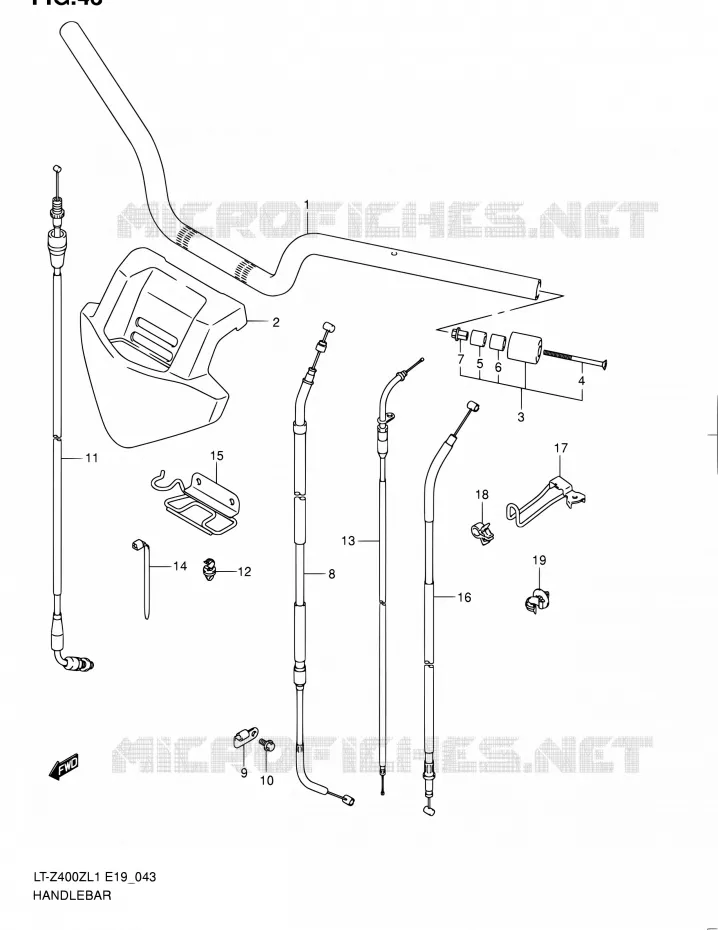 GUIDON (LT-Z400ZL1 E19) Suzuki QUAD 400 QUADSPORT 2011  LT-Z400 L1/LT-Z400Z L1 (E19)