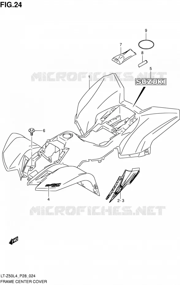 CARENAGE CENTRAL Suzuki QUAD 50 QUADSPORT 1992  LT-Z50 L4 (P03,P28,P33)
