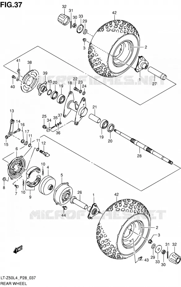 ROUE ARRIERE Suzuki QUAD 50 QUADSPORT 1992  LT-Z50 L4 (P03,P28,P33)