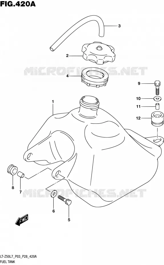 RESERVOIR D'ESSENCE (LT-Z50L7 P03) Suzuki QUAD 50 QUADSPORT 2017  LT-Z50 L7 (P03,P28,P33)