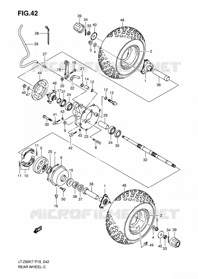 ROUE ARRIERE Suzuki QUAD 90 QUADSPORT 2010  LT-Z90 L0/LT-Z90Z L0 (P19)