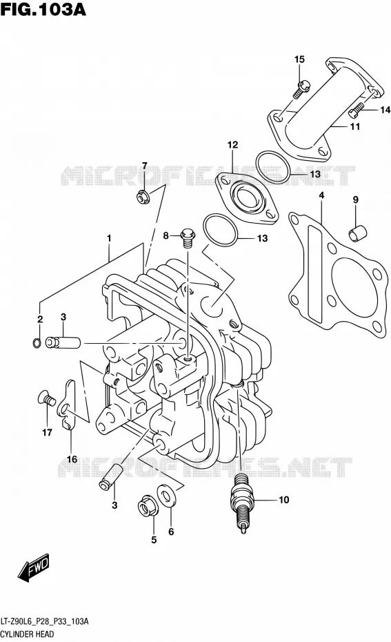 CULASSE Suzuki QUAD 90 QUADSPORT 2016  LT-Z90 L6 (P03,P28,P33)