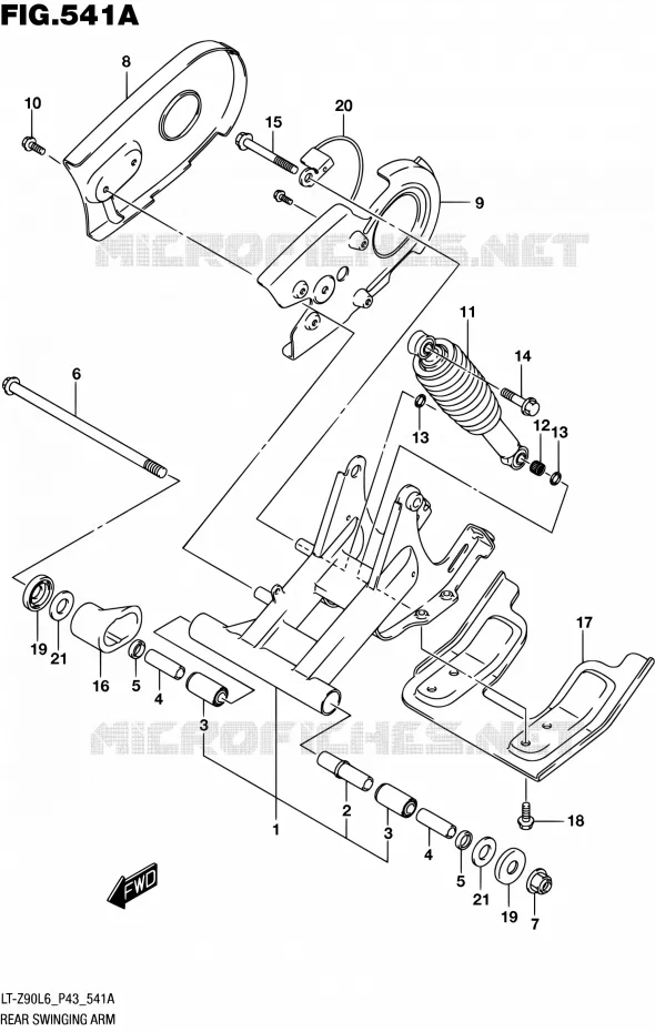 BRAS OSCILLANT ARRIERE Suzuki QUAD 90 QUADSPORT 2016  LT-Z90 L6 (P43)
