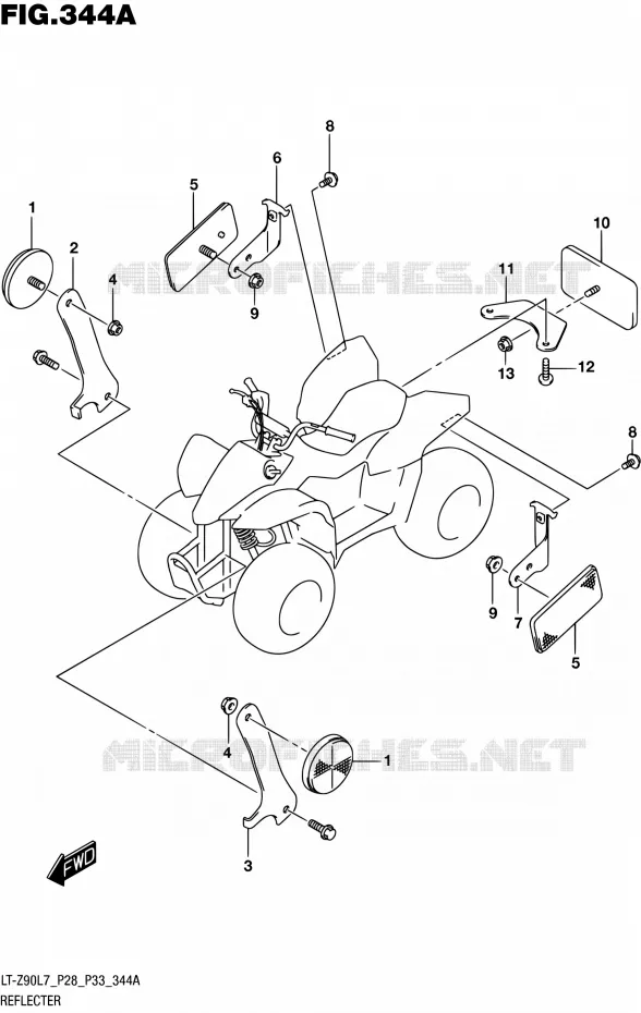 REFLECTEUR (LT-Z90L7 P28) Suzuki QUAD 90 QUADSPORT 2017  LT-Z90 L7 (P03,P28,P33)