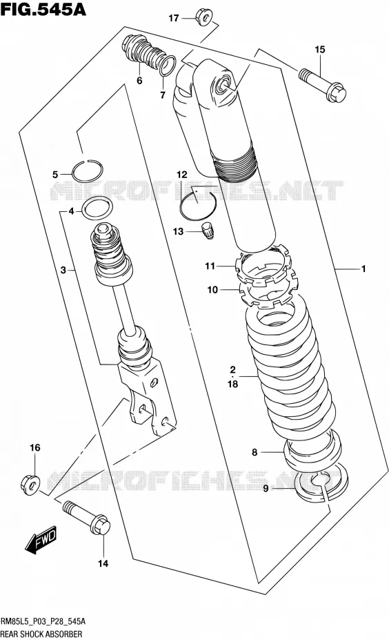 AMORTISSEUR ARRIERE (RM85L5 P03) Suzuki MOTO 85 RM 1992  RM85L L5 (P03,P28,P33)