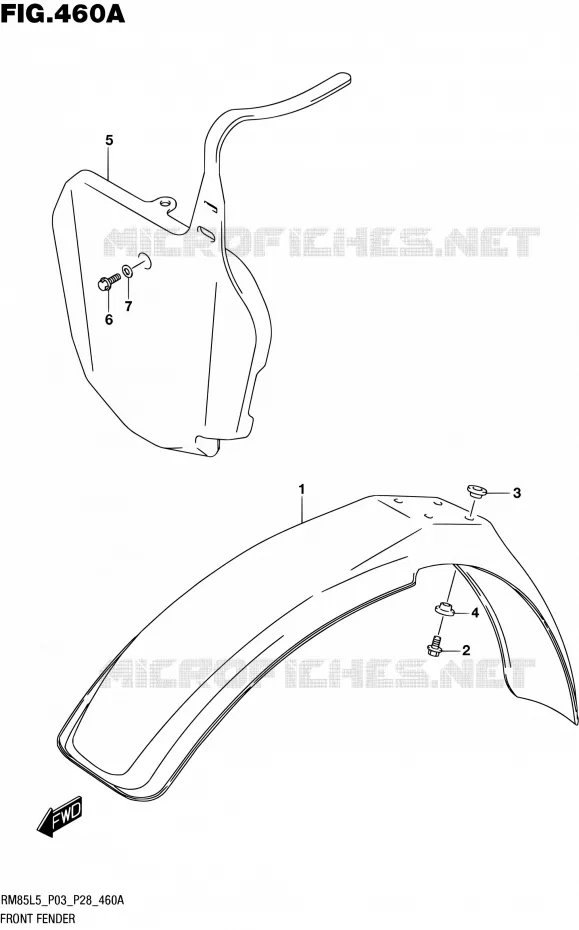GARDE BOUE AVANT Suzuki MOTO 85 RM 1992  RM85L L5 (P03,P28,P33)