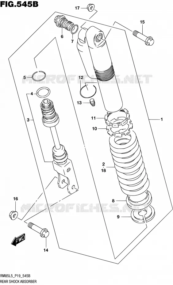 AMORTISSEUR ARRIERE (RM85LL5 P19) Suzuki MOTO 85 RM 1995  RM85L L5 (P19)