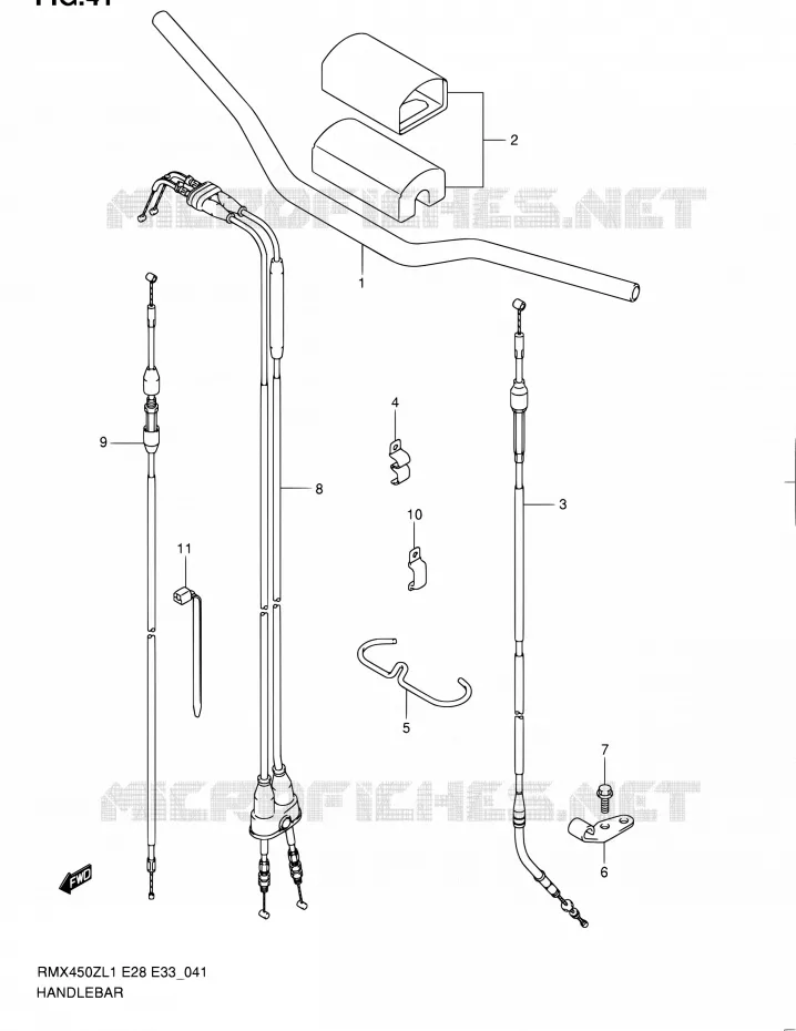 GUIDON Suzuki MOTO 450 RMX-Z 2011  RMX450Z L1 (E03,E28,E33)