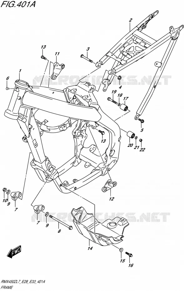CADRE Suzuki MOTO 450 RMX 2017  RMX450Z L7 (E28,E33)