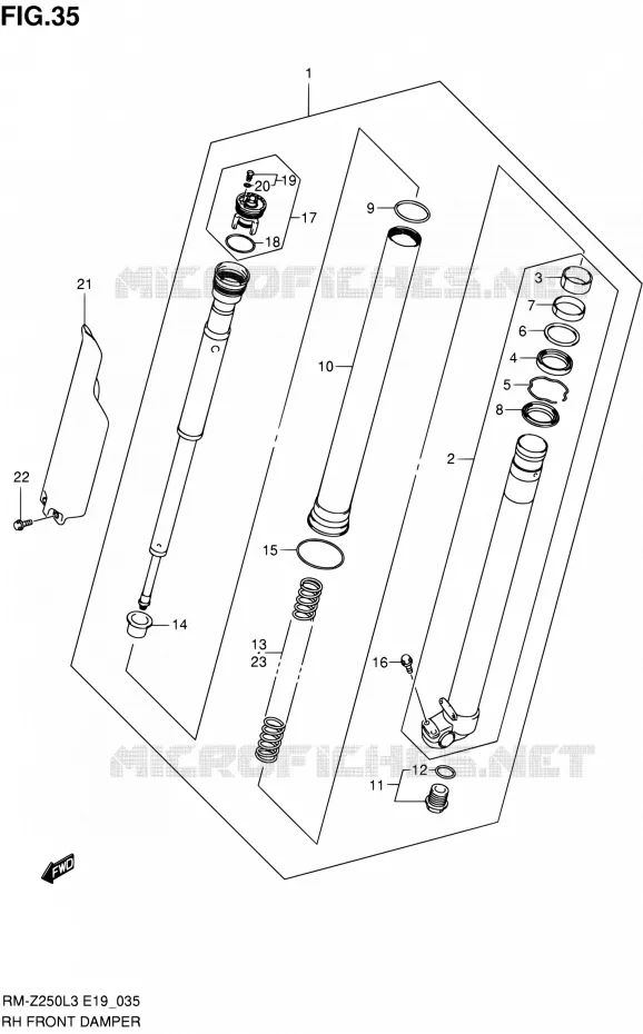 BRAS DE FOURCHE DROIT Suzuki MOTO 250 RM-Z 2012  RM-Z250 L3 (E19)