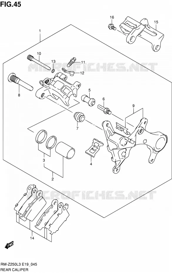 ETRIER DE FREIN ARRIERE Suzuki MOTO 250 RM-Z 2013  RM-Z250 L3 (E19)