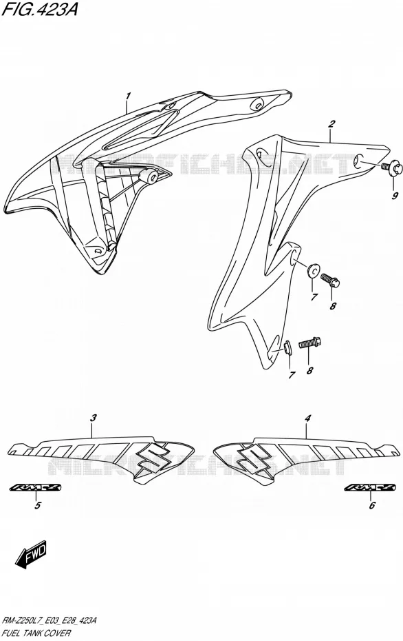 RESERVOIR D'ESSENCE - COUVERCLES Suzuki MOTO 250 RM-Z 2017  RM-Z250 L7 (E03,E28)