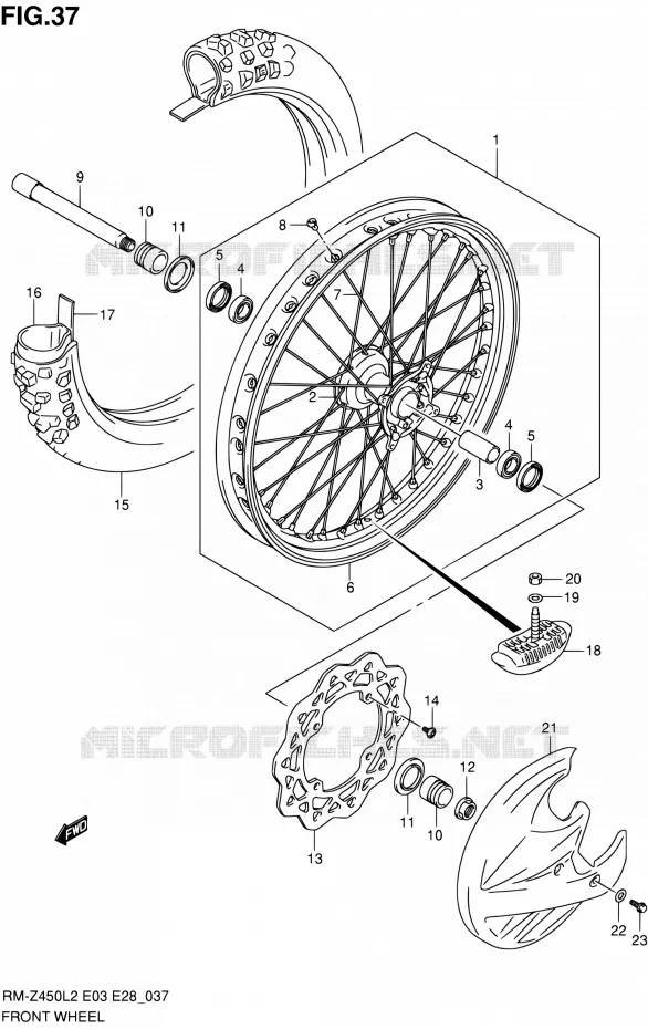 ROUE AVANT Suzuki MOTO 450 RM-Z 2012  RM-Z450 L2 (E03,E28,E33)