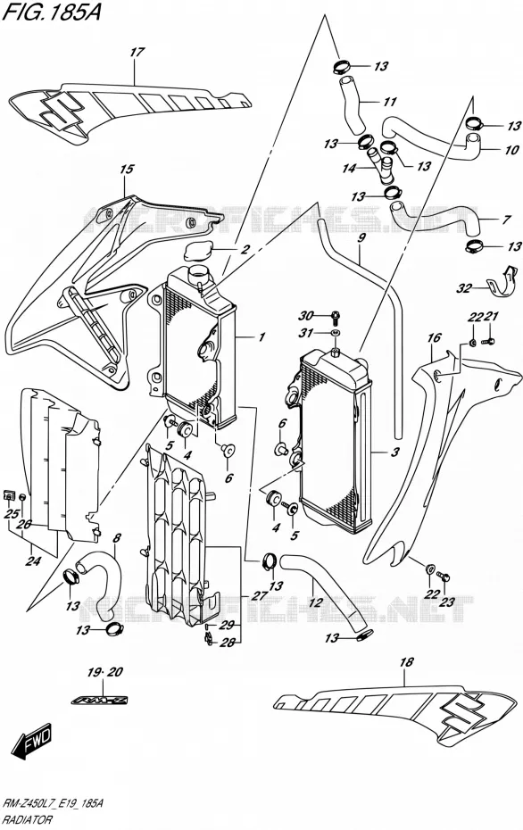RADIATEUR Suzuki MOTO 450 RM-Z 2017  RM-Z450 L7 (E19)
