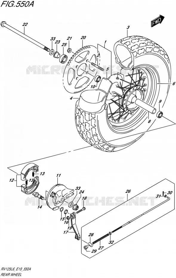 ROUE ARRIERE Suzuki MOTO 125 VAN-VAN 2016  RV125 L6 (E02)