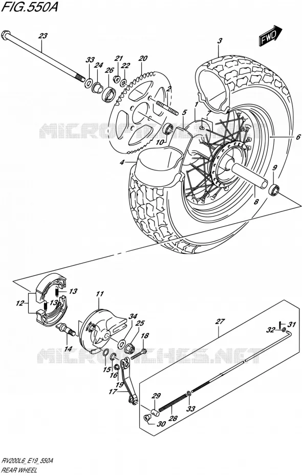 ROUE ARRIERE Suzuki MOTO 200 VAN-VAN 2016  RV200 L6 (E19)