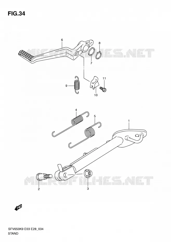 BEQUILLE Suzuki MOTO 650 GLADIUS 2010  SFV650A L0 (E03,E28,E33)