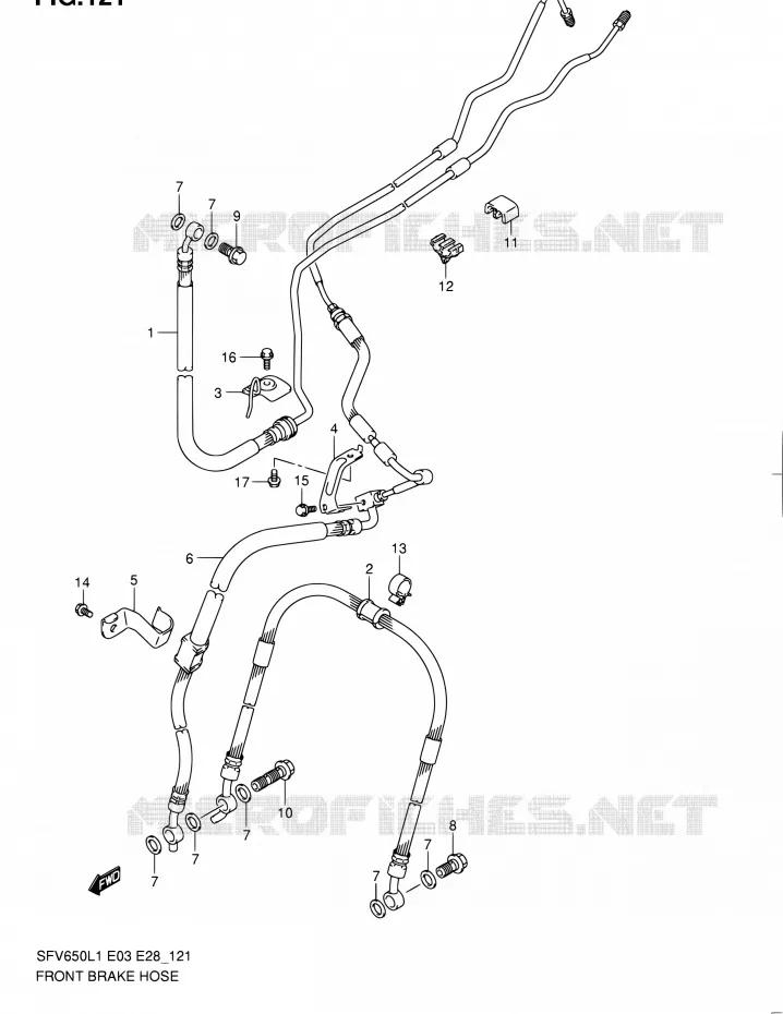 DURITE DE FREIN AVANT (SFV650AL1 E33) Suzuki MOTO 650 GLADIUS 2011  SFV650A L1 (E03,E28,E33)
