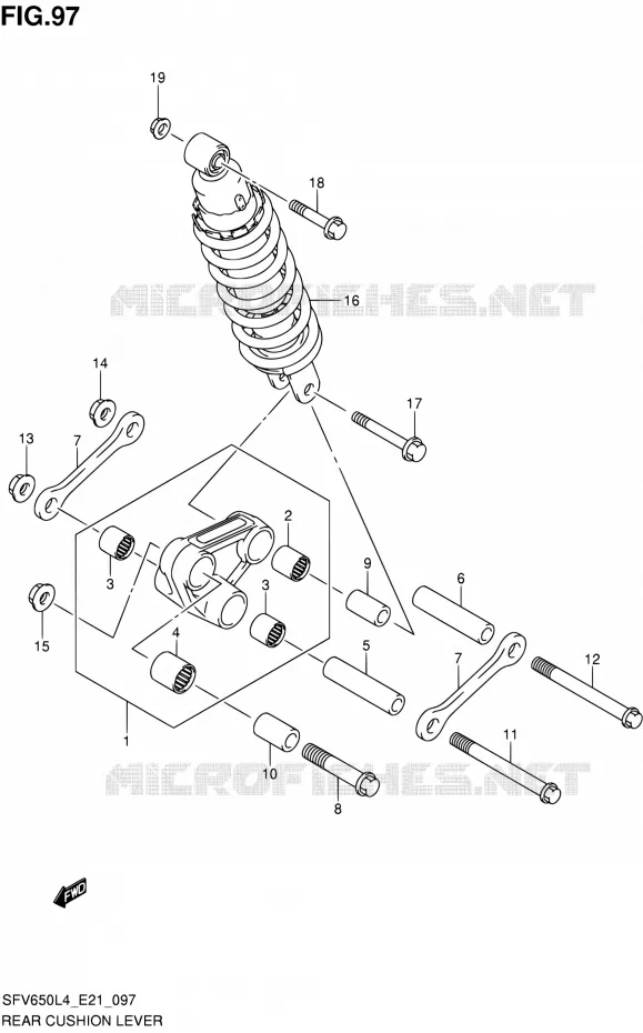 BIELLETTE D'AMORTISSEUR (SFV650AL4 E21) (FOR RUSSIAN) Suzuki MOTO 650 GLADIUS 2014  SFV650A L4 (E21)