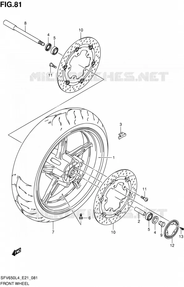 ROUE AVANT (SFV650UAL4 E21) Suzuki MOTO 650 GLADIUS 2014  SFV650A L4 (E21)