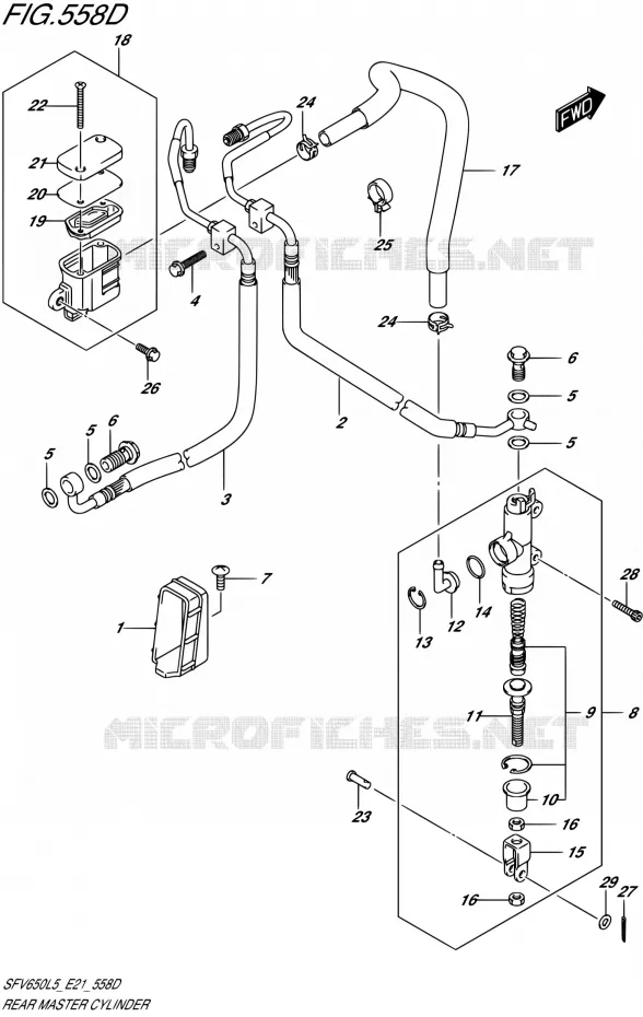 MAITRE CYLINDRE ARRIERE (SFV650UAL5 E21) Suzuki MOTO 650 GLADIUS 2015  SFV650A L5 (E21)
