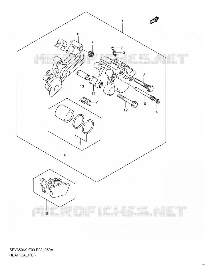 ETRIER DE FREIN ARRIERE (SFV650AL0) Suzuki MOTO 650 GLADIUS 2010  SFV650 L0 (E03,E28,E33)
