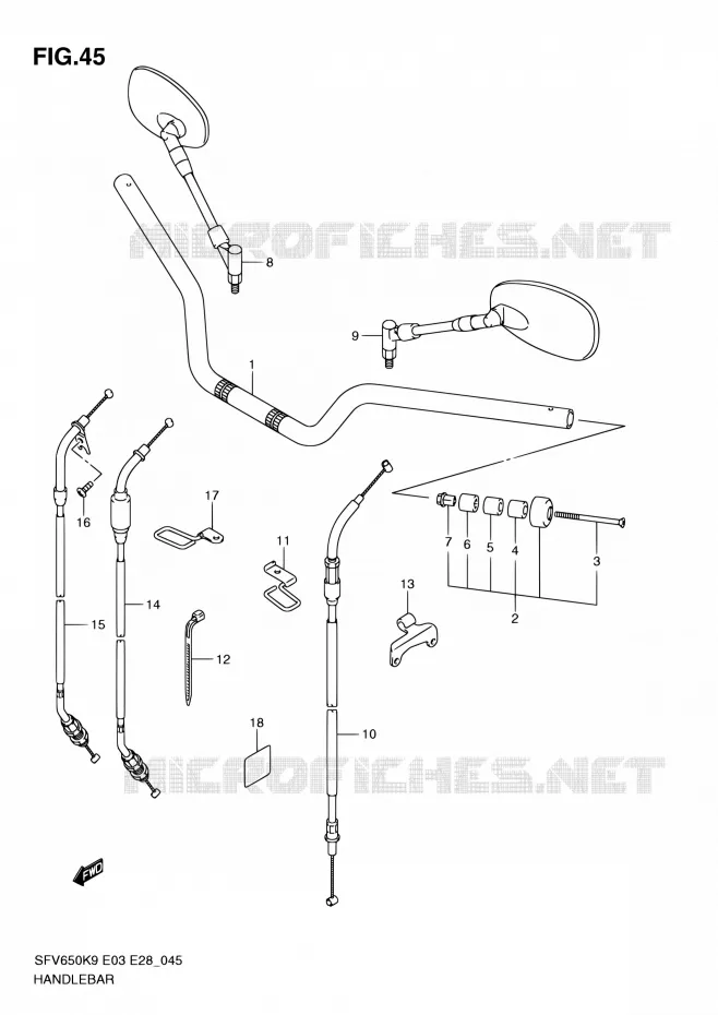 GUIDON Suzuki MOTO 650 GLADIUS 2010  SFV650 L0 (E03,E28,E33)