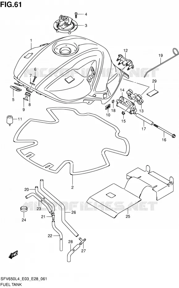 RESERVOIR D'ESSENCE (SFV650L4 E28) Suzuki MOTO 650 GLADIUS 2014  SFV650 L4 (E03,E28,E33)
