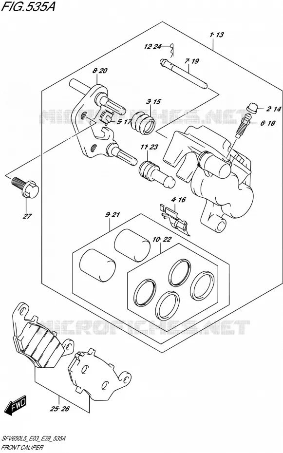 ETRIER DE FREIN AVANT Suzuki MOTO 650 GLADIUS 2015  SFV650 L5 (E03,E28,E33)
