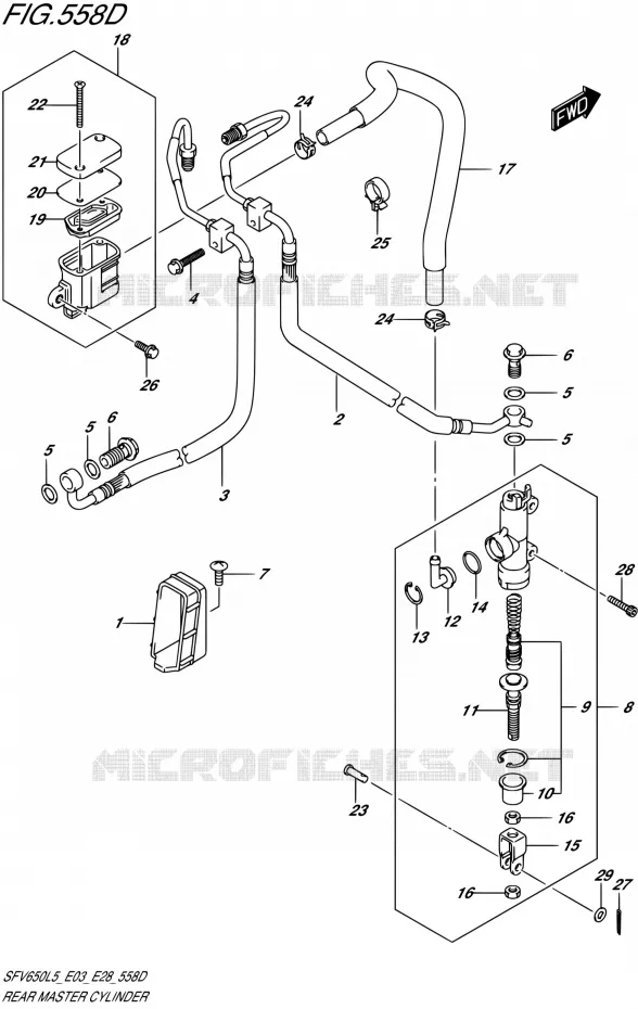 MAITRE CYLINDRE ARRIERE (SFV650AL5 E28) Suzuki MOTO 650 GLADIUS 2015  SFV650 L5 (E03,E28,E33)