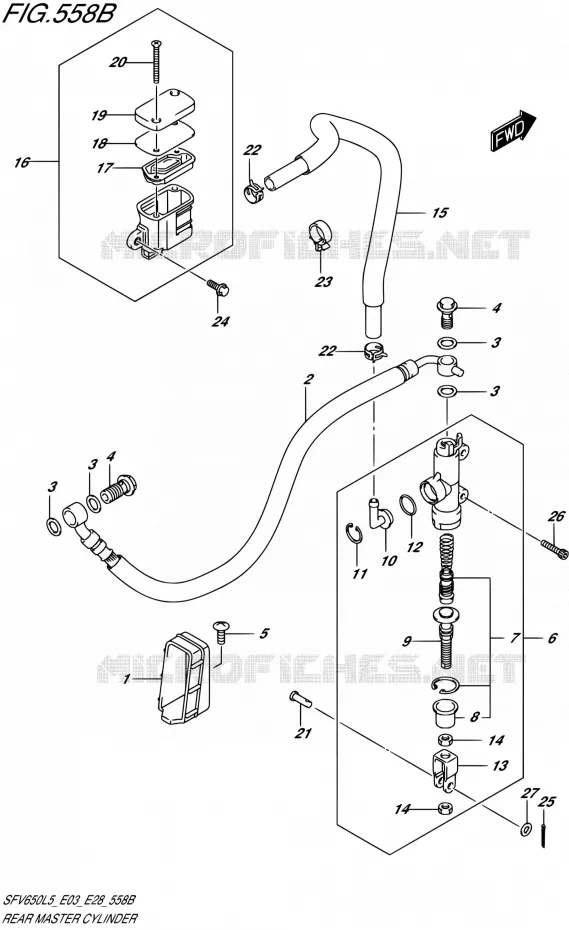 MAITRE CYLINDRE ARRIERE (SFV650L5 E28) Suzuki MOTO 650 GLADIUS 2015  SFV650 L5 (E03,E28,E33)