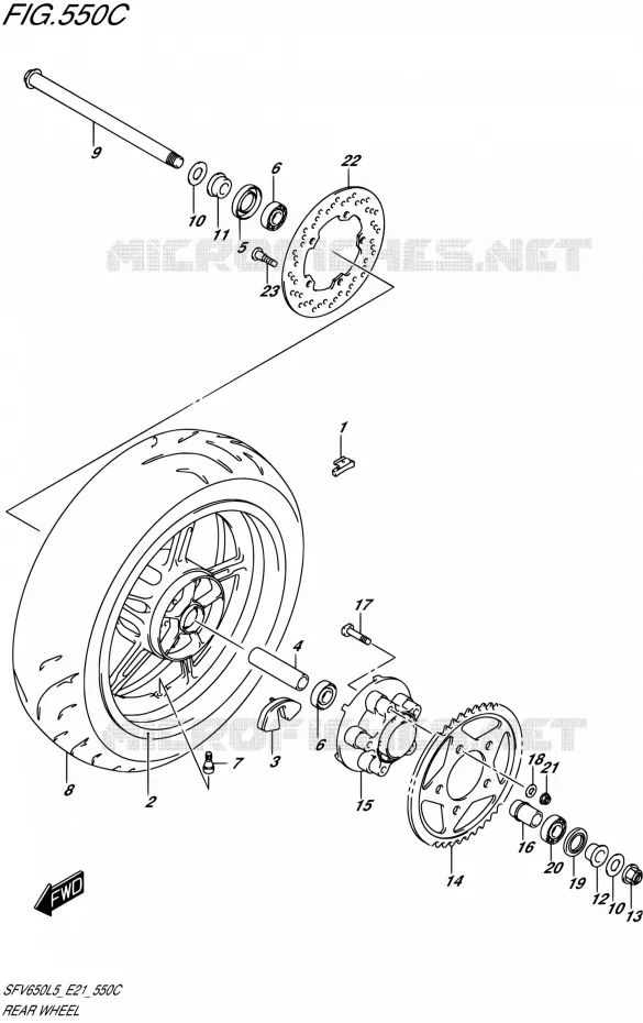 ROUE ARRIERE (SFV650UL5 E21) Suzuki MOTO 650 GLADIUS 2015  SFV650UA L5 (E21)