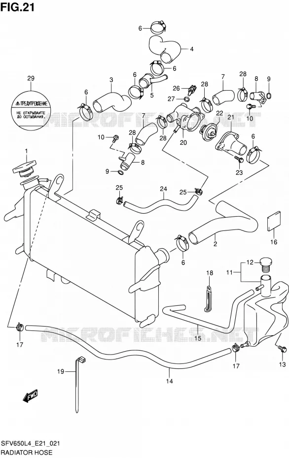 DURITE DE RADIATEUR (SFV650AL4 E21) Suzuki MOTO 650 GLADIUS 2014  SFV650U L4 (E21)