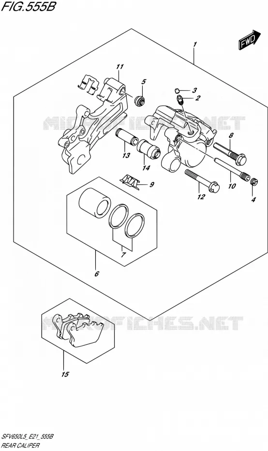 ETRIER DE FREIN ARRIERE (SFV650AL5 E21) Suzuki MOTO 650 GLADIUS 2015  SFV650U L5 (E21)