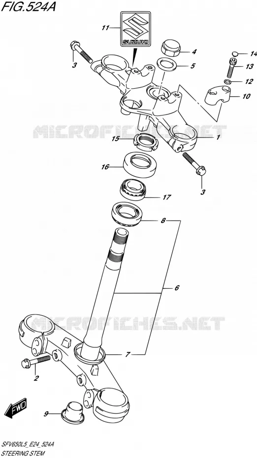 COLONNE DE DIRECTION Suzuki MOTO 650 GLADIUS 2015  SFV650U L5 (E24)
