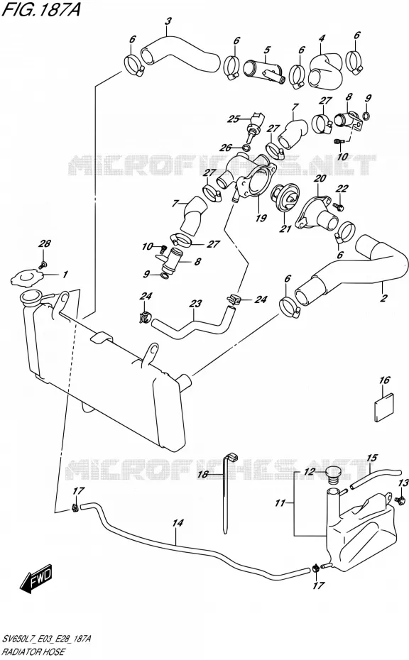 DURITE DE RADIATEUR Suzuki MOTO 650 SV 2017  SV650A L7 (E03,E28,E33)