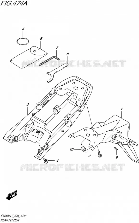 GARDE BOUE ARRIERE Suzuki MOTO 650 SV 2017  SV650A L7 (E38)