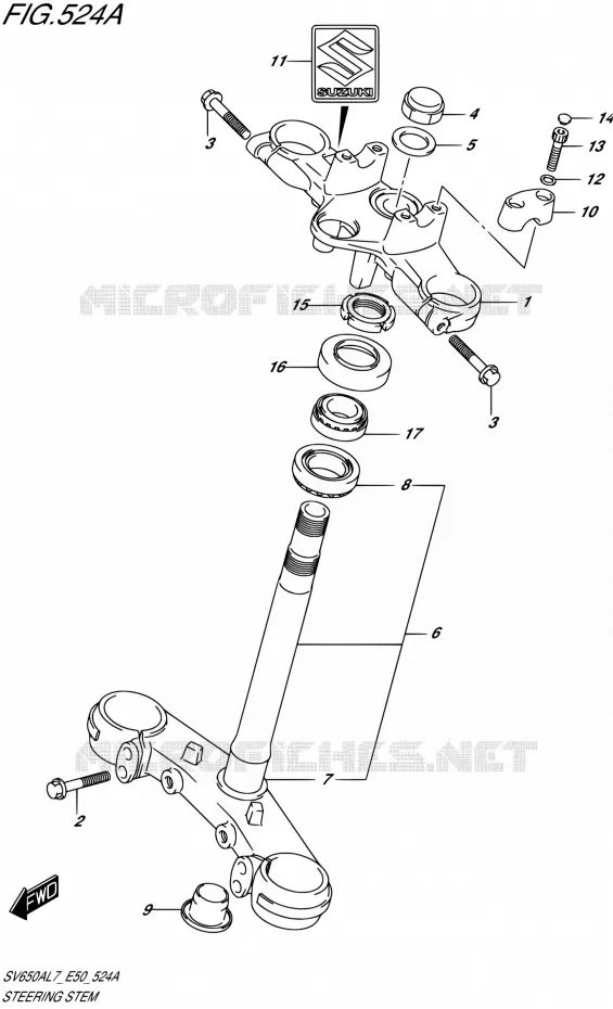 COLONNE DE DIRECTION Suzuki MOTO 650 SV 2017  SV650A L7 (E50)