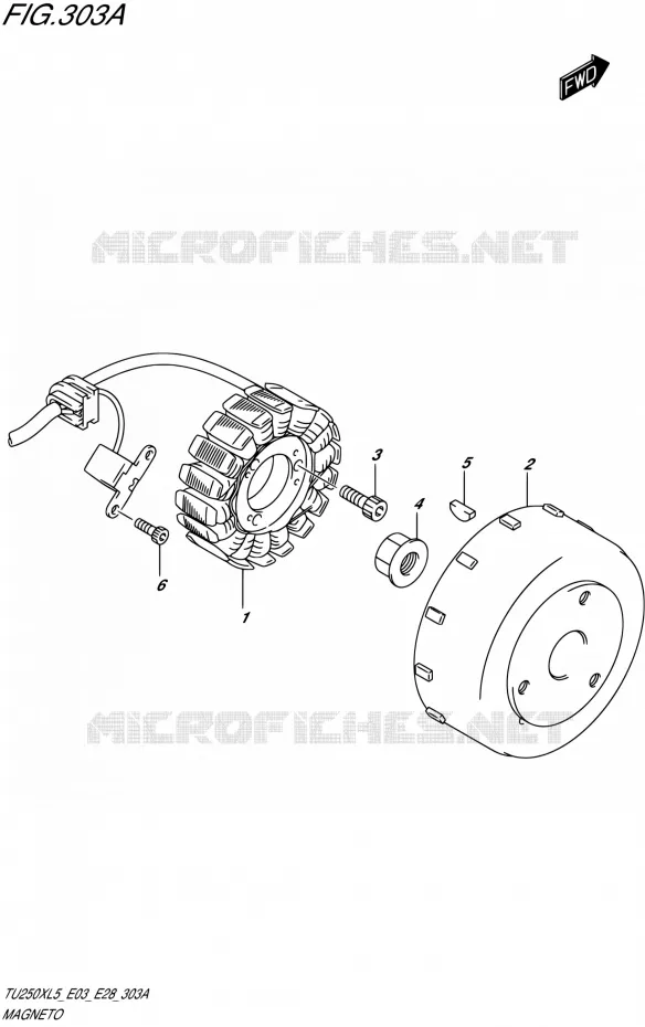 ALLUMAGE ROTOR - STATOR Suzuki MOTO 250 TU 1992  TU250X L5 (E03,E28,E33)